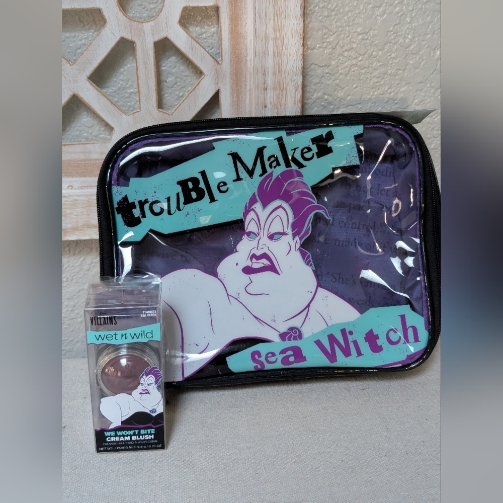 NEW Disney Villians Wet N Wild Collab cream blush and makeup bag Sea Witch
